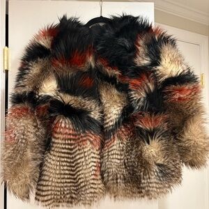 Free People Multicolor Faux Fur Jacket